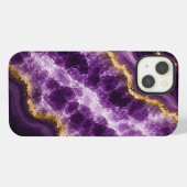 Etui iPhone 13 Géode de marbre d'améthyste de luxe (Verso Horizontal)