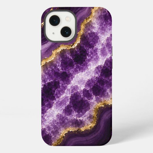 Etui iPhone 13 Géode de marbre d'améthyste de luxe (Verso)