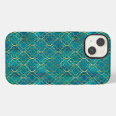 Etui iPhone 13 Géométrie émeraude dorée (Verso Horizontal)