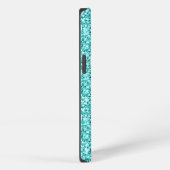 Etui iPhone 13 Girly, Fun Aqua Blue Glitter Printed (Côté droit)