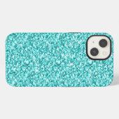 Etui iPhone 13 Girly, Fun Aqua Blue Glitter Printed (Verso Horizontal)