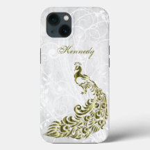 Gold Peacock Personnalisé iPhone X coque