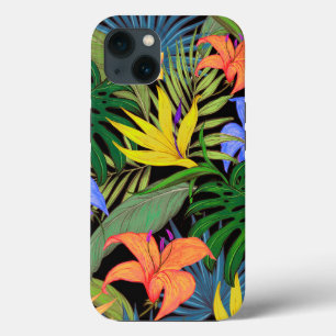 Etui iPhone 13 Graphique de fleur d'Aloha de Hawaii tropical