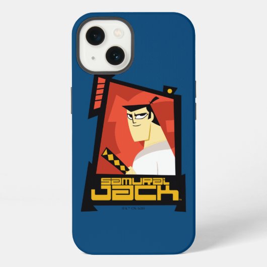 Etui iPhone 13 Graphisme de Samurai Jack souriant dans un cadre f (Verso)