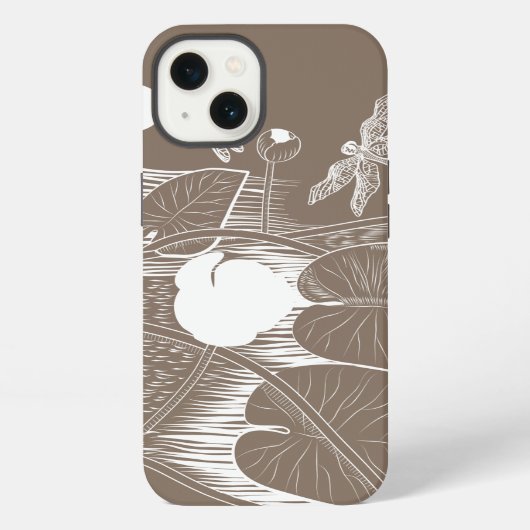 Etui iPhone 13 Gravure de nénuphars (Verso)