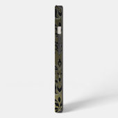 Etui iPhone 13 GREY BLACK DAMASK GEMME MONOGRAMME Floral (Côté gauche)