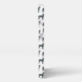 Etui iPhone 13 Grille silhouette de chien de boxe blanc (Côté gauche)