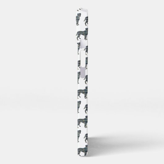 Etui iPhone 13 Grille silhouette de chien de boxe blanc (Côté gauche)
