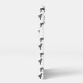 Etui iPhone 13 Grille silhouette de chien de boxe blanc (Côté droit)