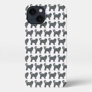 Etui iPhone 13 Grille silhouette de chien de Cockapo blanc