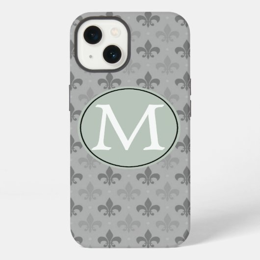 Etui iPhone 13 Gris Fleur de lis (Verso)