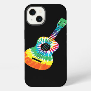 Etui iPhone 13 Guitare Acoustique Tie Dye Arc-en-Ciel Hippie Fun