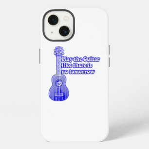 Etui iPhone 13 Guitare bleue vintage avec des mots inspirants