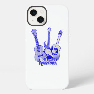 Etui iPhone 13 Guitariste de nature. guitares bleues rétro