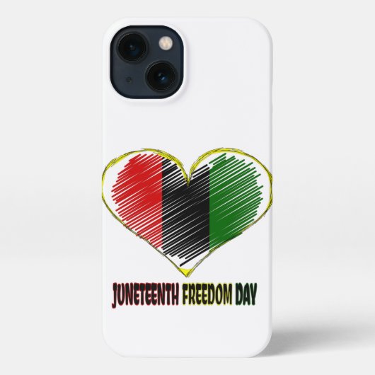Etui iPhone 13 happy juneteenth african flag heart (Verso)