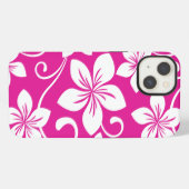 Etui iPhone 13 Hawaï BLEU (ROSE CHAUD) (Verso Horizontal)