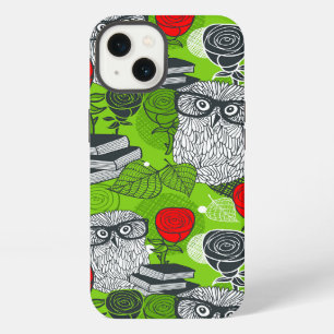 Etui iPhone 13 Hibou dans les roses rouges