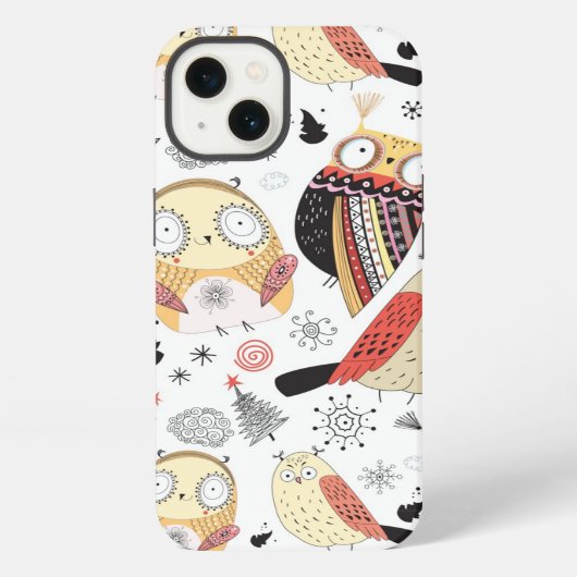 Etui iPhone 13 Hibou drôle de texture (Verso)