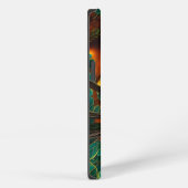 Etui iPhone 13 Hibou turquoise cornu (Côté droit)