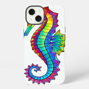 Etui iPhone 13 Hippocampe Polygonal Arc-en-Ciel