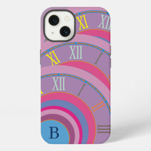 Etui iPhone 13 Horloge Artsy Chiffres Romains Monogramme Cercles
