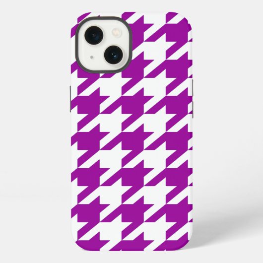 Etui iPhone 13 Houndstooth élégant violet (Verso)