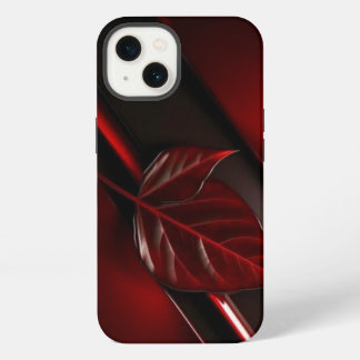 Etui iPhone 13 Housse arrière iPhone 13 texture feuille rouge fon