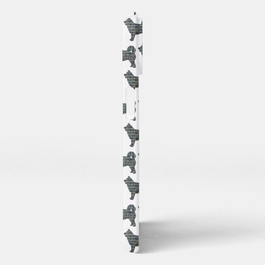 Etui iPhone 13 Husky Sibérien mignon Chien Silhouette Grille Blan (Côté droit)