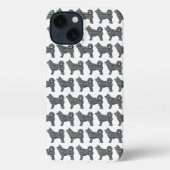 Etui iPhone 13 Husky Sibérien mignon Chien Silhouette Grille Blan (Verso)
