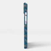 Etui iPhone 13 Husky Sibérien mignon Chien Silhouette Grille Bleu (Côté gauche)