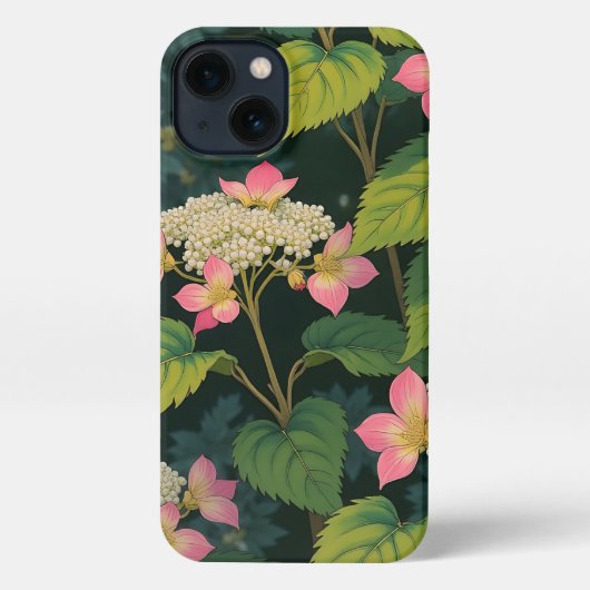 Etui iPhone 13 "Hydrangea Bloom iPhone 13 Coque - Japonais Retro (Verso)