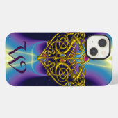 Etui iPhone 13 HYPER VALENTINE MONOGRAMME Rose Fuchsia Violet (Verso Horizontal)