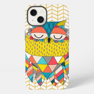 Etui iPhone 13 Illustration de chouette moderne tribale aztèque p