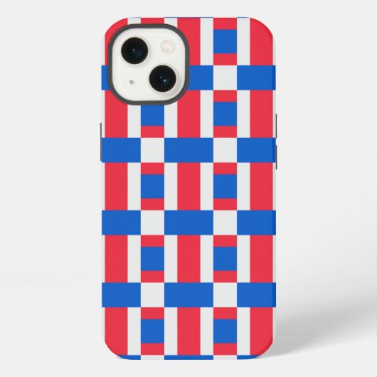 Etui iPhone 13 Impression Blocée Rouge Blanc Et Bleu (Verso)