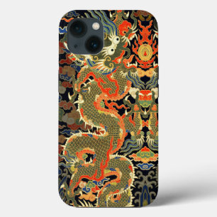 Etui iPhone 13 Impression de textile de dragon chinois vintage Ar