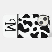 Etui iPhone 13 Impression vache noir et blanc, initiale bloc de c (Verso Horizontal)
