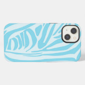 Etui iPhone 13 Impression Zèbre Bleu Blanc Gras (Verso Horizontal)