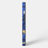 Etui iPhone 13 Indigo Blue Agate Marbre Nom Abstrait Monogramme (Côté gauche)
