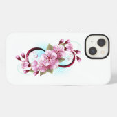 Etui iPhone 13 Infinité avec les fleurs Sakura (Verso Horizontal)