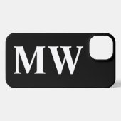 Etui iPhone 13 Initiales monogramme de serif moderne solide noir  (Verso Horizontal)