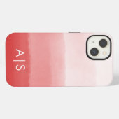 Etui iPhone 13 Initiales Monogrammées Élégantes Corail Rouge Ombr (Verso Horizontal)