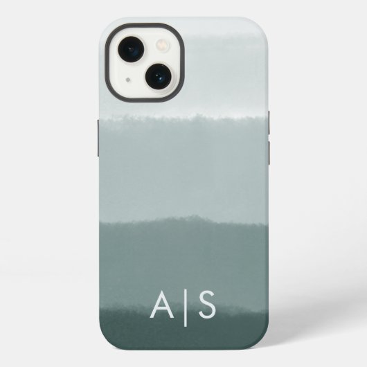 Etui iPhone 13 Initiales Monogrammées Élégantes Limed Spruce Ombr (Verso)