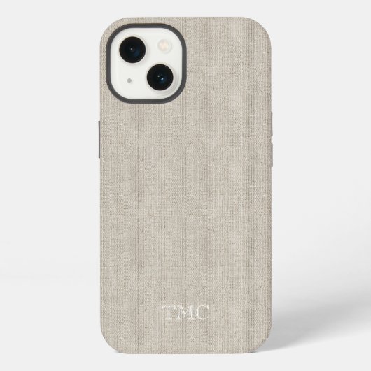 Etui iPhone 13 Initiales Monogrammes Classiques Luxe Linen Fabric (Verso)