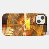 Etui iPhone 13 Intégrité Radial Art abstrait dans des tons dorés (Verso Horizontal)