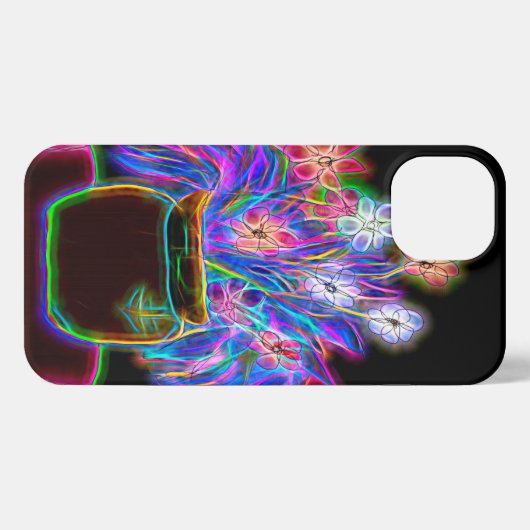 Etui iPhone 13 iPhone 13 Coque avec fleurs électriques en pot (Verso Horizontal)