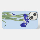 Etui iPhone 13 Iris bleus par Ohara Koson (Verso Horizontal)