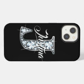 Etui iPhone 13 J Faux Diamond Bling Monogram (Verso Horizontal)
