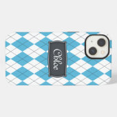 Etui iPhone 13 Jacquard bleu blanc gris Nom iPhone 13 Coque (Verso Horizontal)