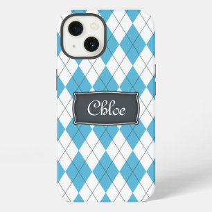 Etui iPhone 13 Jacquard bleu blanc gris Nom iPhone 13 Coque