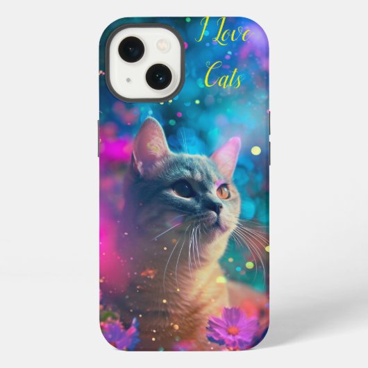 Etui iPhone 13 J'aime les chats (Verso)